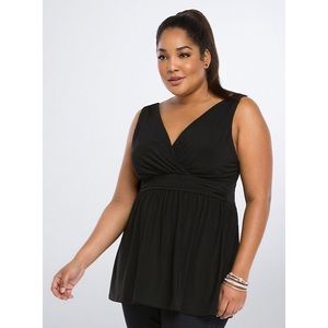 [Torrid] Black Surplice Babydoll Tank Top